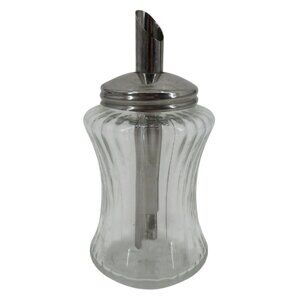 VTG STOHA Germany Sugar Dispenser Striped Clear Glass German Tableware Retro